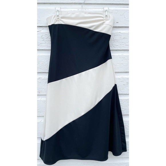 NWT Express Dress Bodycon Sleeveless Black Ivory Colorblock Womens 8 Stretch - Picture 2 of 5